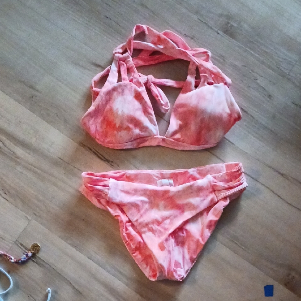 Women's Pink Tie-Dye Two-Piece Swim Set